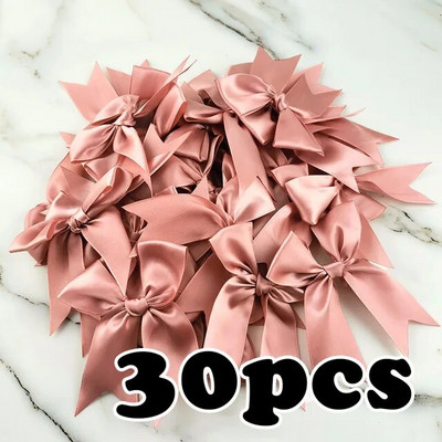(30 kom./pakiranje) 12*7cm svježe ružičaste mašne s vrpcama Male veličine satenske mašne s vrpcom Cvjetni rukotvorinski ukrasi Ručni DIY ukrasi za zabavu