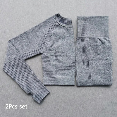 Ženski vitalni joga set dugih rukava Odjeća za vježbanje u teretani Fitness Crop Top + Energy Bešavne tajice visokog struka 2-dijelno sportsko odijelo