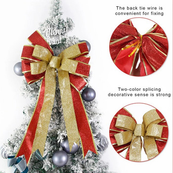 Χριστουγεννιάτικη κορδέλα παπιγιόν Μεγάλος φιόγκος DIY Διακόσμηση χριστουγεννιάτικου δέντρου Κρεμαστό Κρεμαστό στολίδια για Καλά Χριστουγεννιάτικα Πάρτυ
