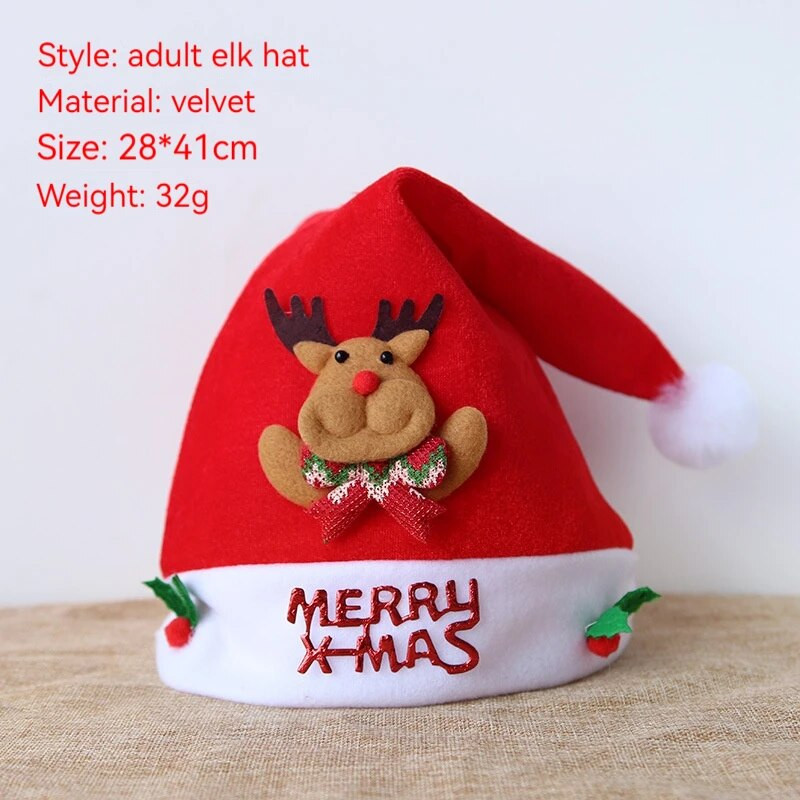 2023 Sretna Nova godina Božićni ukrasi Debeli šešir Dugi plišani šešir Djeda Mraza Super mekani božićni šešir za odraslu djecu