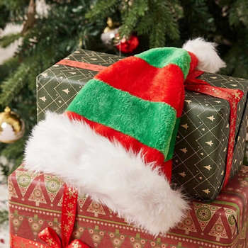 Καπέλα Άγιου Βασίλη για ενήλικες Παιδικά αφράτο βελούδινο χριστουγεννιάτικο καπέλο ξωτικού με γούνα στολίδια Εορταστικό πάρτι για την Πρωτοχρονιά
