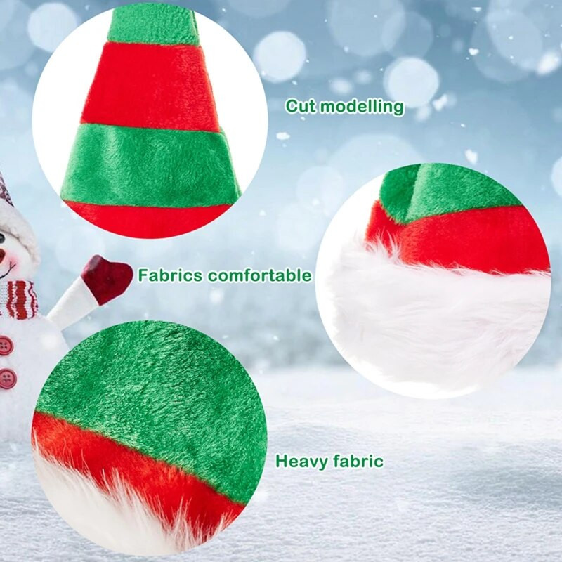 Ziemassvētku vecīša cepures pieaugušajiem, bērniem pūkaina samta Ziemassvētku rūķu cepure ar kažokādas apdari Svētku piederumi Jaungada dienai