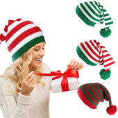 Ziemassvētku Santa Beanie trikotāžas cepure Elfs Ziemassvētku vecītis Sarkans Zaļš Trikotāžas Dāvana Tamborēta cepure Laimīgu 2024. gada Jauno gadu Priecīgus Ziemassvētku cepures