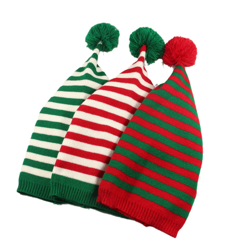 Ziemassvētku Santa Beanie trikotāžas cepure Elfs Ziemassvētku vecītis Sarkans Zaļš Trikotāžas Dāvana Tamborēta cepure Laimīgu 2024. gada Jauno gadu Priecīgus Ziemassvētku cepures