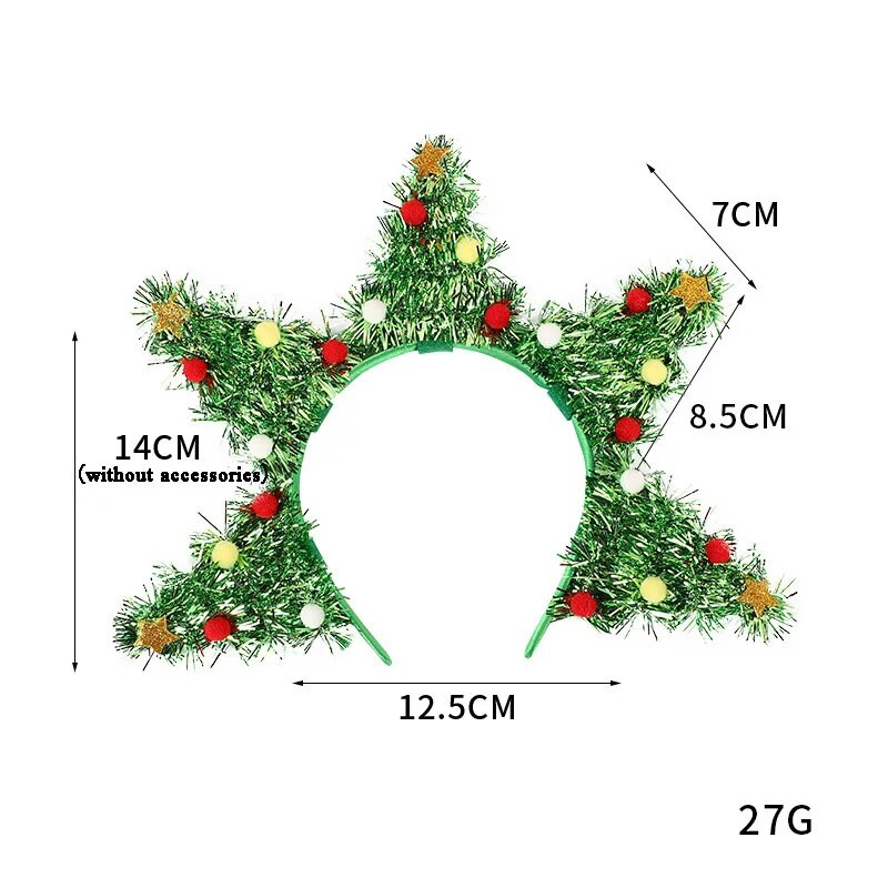 Božićna zabava Obruči za kosu Božićno drvce Zvijezda Plišana kuglica Ukrasne trake za glavu Dječji poklon Dodaci za kosu