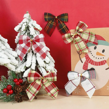 10/20 τμχ Χριστουγεννιάτικες φιόγκοι Καρό ύφασμα Bowkont Χριστουγεννιάτικο δέντρο Κρεμαστό στολίδι Πρωτοχρονιάτικο πάρτι Χριστουγεννιάτικο κουτί δώρου Φιόγκος περιτυλίγματος