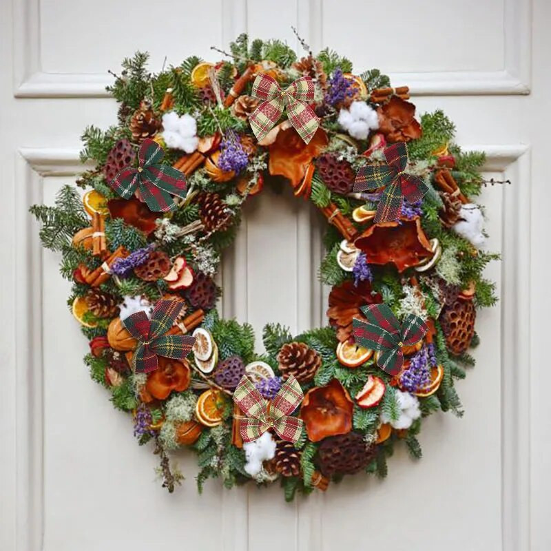 10/20 kom Božićne mašne Karirana mašna Bowkont Božićno drvce Viseći ukras Ukrasi za novogodišnju zabavu Božićna poklon kutija Mašna za omatanje