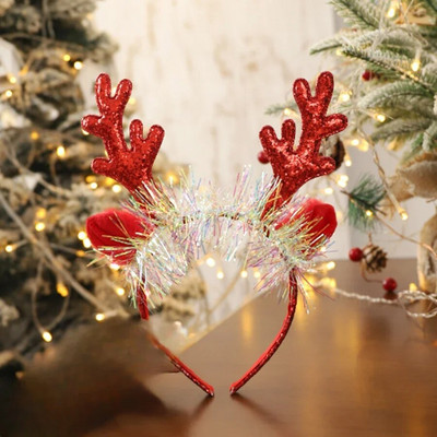 Ziemassvētku galvas saite Ziemassvētki Aļņa rags Zvana vizulis Ziemassvētku matu lente Laimīgu Jauno gadu Foto Rekvizīti Priecīgus Ziemassvētku dekors Dāvanas bērniem