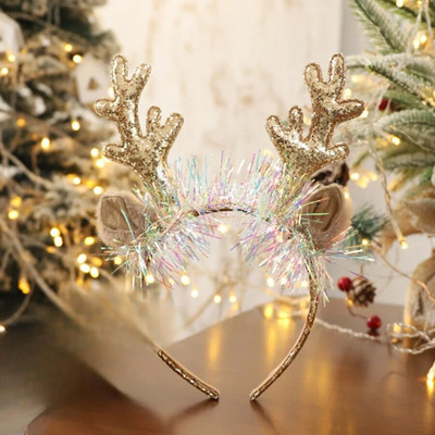 Ziemassvētku galvas saite Ziemassvētki Aļņa rags Zvana vizulis Ziemassvētku matu lente Laimīgu Jauno gadu Foto Rekvizīti Priecīgus Ziemassvētku dekors Dāvanas bērniem