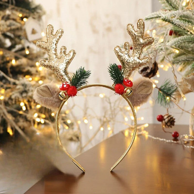 Ziemassvētku galvas saite Ziemassvētki Aļņa rags Zvana vizulis Ziemassvētku matu lente Laimīgu Jauno gadu Foto Rekvizīti Priecīgus Ziemassvētku dekors Dāvanas bērniem