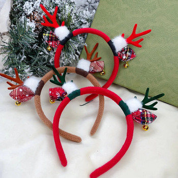 Коледни еленови рога от рога на лентата за глава Дамски класически еластични уши от еленови рога Обръч за коса на Дядо Коледа Коледно парти Ленти за глава Аксесоари