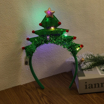 Коледна лента за глава с LED светлина Снежинки Коледни елхи Светеща лента за глава Прекрасна мигаща лента за коса Детски подаръци Коледен декор