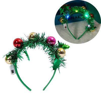 Božićna traka za glavu s LED svjetlom Snježne pahulje Božićna drvca Svjetleća traka za glavu Lijepa svjetlucava gumica za kosu Dječji darovi Božićni ukras