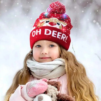 Χριστουγεννιάτικο Καπέλο με Led Light Χριστουγεννιάτικο Φωτιστικό Πουλόβερ Πλεκτό Beanie Xmas Καπέλο για Ενήλικες Παιδικό Πρωτοχρονιάτικο χριστουγεννιάτικο ντεκόρ 2023