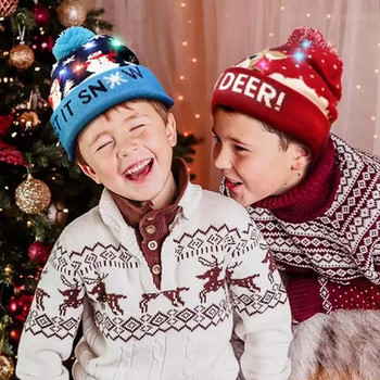 Χριστουγεννιάτικο Καπέλο με Led Light Χριστουγεννιάτικο Φωτιστικό Πουλόβερ Πλεκτό Beanie Xmas Καπέλο για Ενήλικες Παιδικό Πρωτοχρονιάτικο χριστουγεννιάτικο ντεκόρ 2023