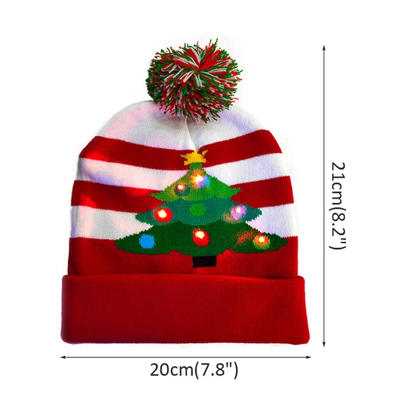Ziemassvētku cepure ar LED gaismu Ziemassvētku apgaismojuma džemperis, trikotāžas beanie, Ziemassvētku cepure pieaugušajiem, bērniem, Jaungada Ziemassvētku dekors 2023
