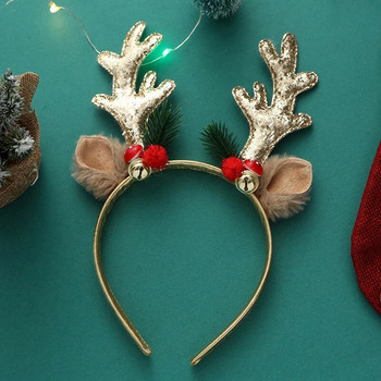 Коледен обръч за коса Момичета Плюшени еленови рога Еленови уши Коледно парти Косплей ленти за глава Фестивал Аксесоари за коса Подаръци
