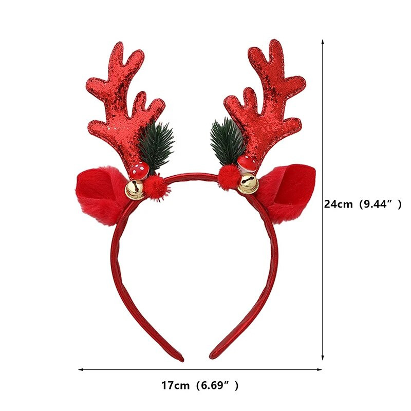 Kalėdiniai plaukų lankeliai Merginoms Pliušiniai elnio ragai Elnio ausys Kalėdų vakarėlis Cosplay galvos juostos Festivalis Plaukų aksesuarai Dovanos