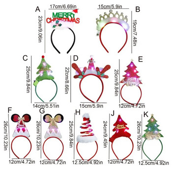 1Pc Λαμπερό χριστουγεννιάτικο δέντρο Headband Καλά Χριστούγεννα LED Hairband Festival Party Cartoon Γούνινες κορδέλες μαλλιών Πρωτοχρονιάτικα καλύμματα κεφαλής
