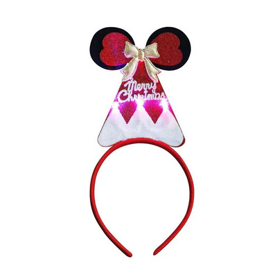 1 gab. mirdzoša Ziemassvētku eglītes galvassega Priecīgus Ziemassvētkus LED matu lentes festivāla ballīte multfilma Pūkaini matu lentes Jaungada galvassegas