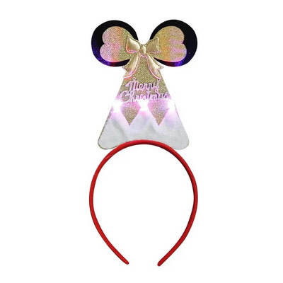 1 gab. mirdzoša Ziemassvētku eglītes galvassega Priecīgus Ziemassvētkus LED matu lentes festivāla ballīte multfilma Pūkaini matu lentes Jaungada galvassegas