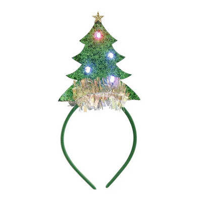 1 gab. mirdzoša Ziemassvētku eglītes galvassega Priecīgus Ziemassvētkus LED matu lentes festivāla ballīte multfilma Pūkaini matu lentes Jaungada galvassegas