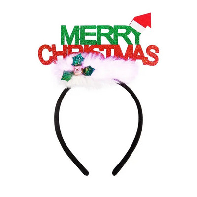 1 gab. mirdzoša Ziemassvētku eglītes galvassega Priecīgus Ziemassvētkus LED matu lentes festivāla ballīte multfilma Pūkaini matu lentes Jaungada galvassegas