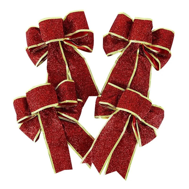 DIY Ziemassvētku eglītes piekārts rotājums, mirdzošs zelta/sarkans loks, bantītes, amatniecība Jaunais gads 2024 Navidad Natal Noel dāvanu kastes vainaga dekors