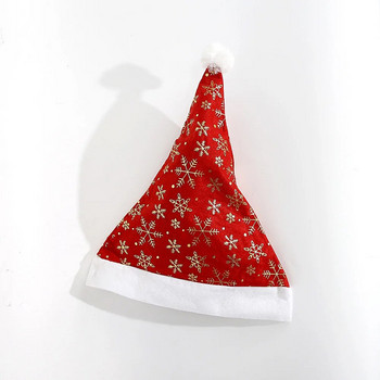 Бърза доставка 38x29 см червена кърпа злато сребро снежинка коледна шапка коледна парти украса подарък за възрастни новогодишен декор