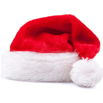 Коледна плюшена мека шапка Дядо Коледа Червени къси плюшени шапки Noel Merry Christmasma Декор Подарък Нова година Коледна украса