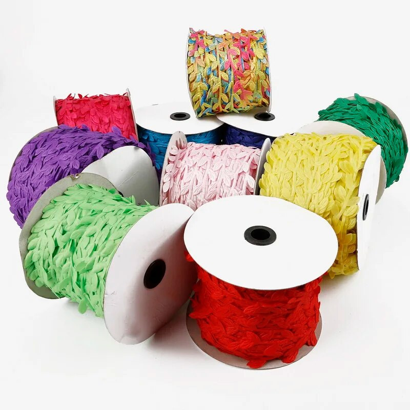 10 metru zīda lapu formas mākslīgais zieds, zaļas lapas mājas kāzu dekorēšanai. DIY vainags Scrapbooking Amatniecības viltus zieds