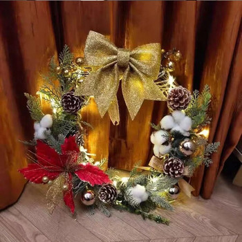 Коледни лъкове Висящи декорации Златни, сребърни бляскави занаятчийски лъкове, бантик, Орнаменти за коледно дърво, Коледно парти, декорация, лента, лъскава