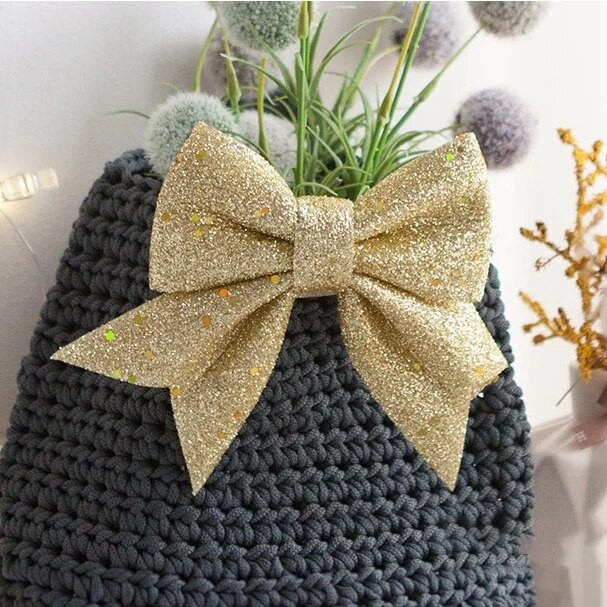 Božićne mašne Viseći ukrasi Zlatno-srebrne svjetlucave rukotvorine mašne Ukrasi za božićno drvce s mašnama Božićna zabava Vrpca Sjajna