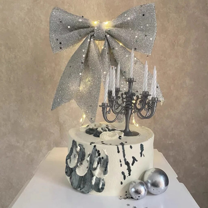 Božićne mašne Viseći ukrasi Zlatno-srebrne svjetlucave rukotvorine mašne Ukrasi za božićno drvce s mašnama Božićna zabava Vrpca Sjajna