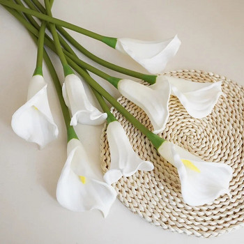 37cm Λευκό PU Fake Flower Artificial Calla Lily για Διακόσμηση Σπιτιού Νυφική ανθοδέσμη Τραπεζάκι σπιτιού Μπουκέτο λουλουδιών 10/5τμχ