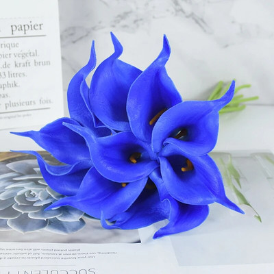 37cm fehér PU művirágos calla liliom otthoni dekorációhoz esküvői menyasszonyi csokor otthoni asztali virágcsokor dekor 10/5 db