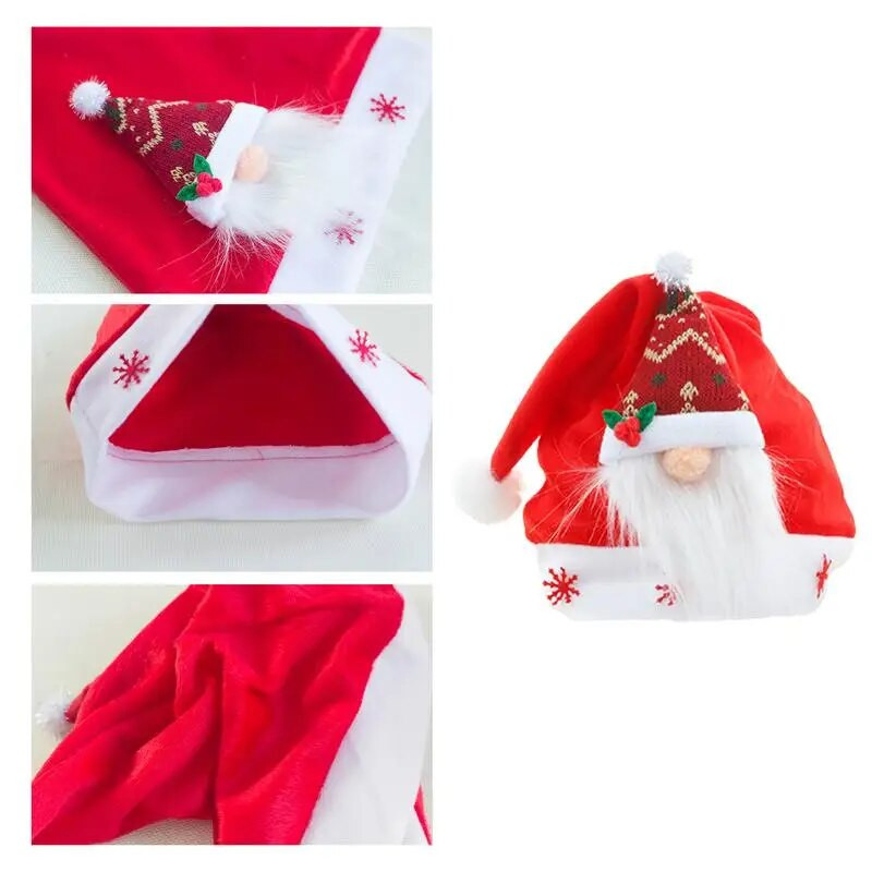 Kape Djeda Mraza Dizajn crvenog patuljka Božićna kapa Djeda Mraza Mekana crvena paperjasta božićna kapa Djeda Mraza za djecu Odrasle Djecu Dječake Djevojčice
