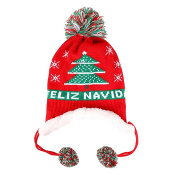 Καπέλο Earflaps Βρεφικό Πλεκτό Καπέλο για νήπια Χειμερινό καπέλο με Fleece Χριστουγεννιάτικο δώρο