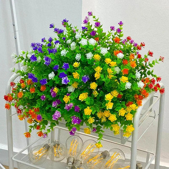 1 Πακέτο τεχνητά λουλούδια Θάμνοι πρασινάδας, ανθεκτικοί στην υπεριώδη ακτινοβολία εξωτερικού χώρου, για οικιακή κουζίνα, γραφείο γάμου, διακόσμηση κήπου, ψεύτικο λουλούδι