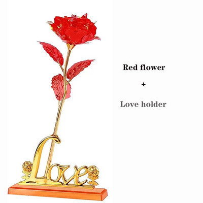 Valentīna dienas dāvana Mātes dienai 24K ar foliju pārklātas rozes Mākslīgie ziedi Kāzu dekors Mīļotājam apgaismojuma rozes Radoša dāvana