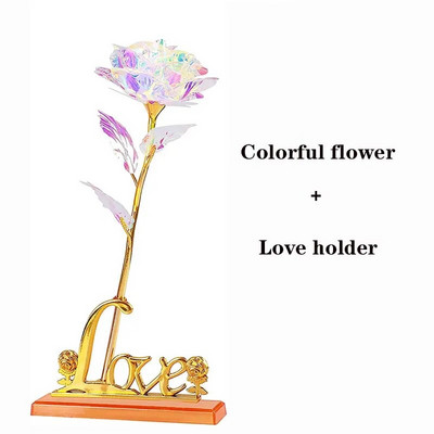 Valentīna dienas dāvana Mātes dienai 24K ar foliju pārklātas rozes Mākslīgie ziedi Kāzu dekors Mīļotājam apgaismojuma rozes Radoša dāvana