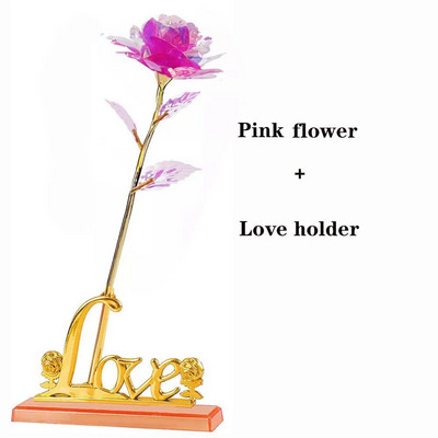 Valentīna dienas dāvana Mātes dienai 24K ar foliju pārklātas rozes Mākslīgie ziedi Kāzu dekors Mīļotājam apgaismojuma rozes Radoša dāvana