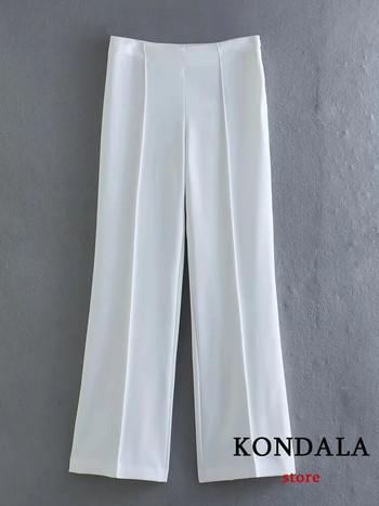 KONDALA Office Lady White Blazer Κοστούμια Γυναικεία Μακρυμάνικα V Σετ λαιμόκοψης Blazer+Μακρυπαντελόνι ψηλής μέσης Μόδα 2023