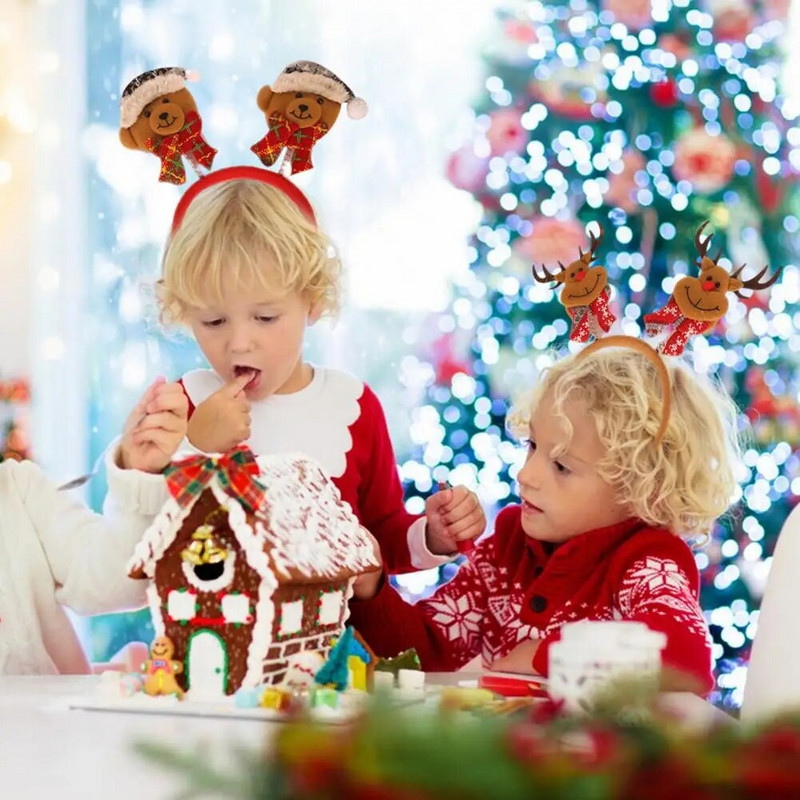 Priecīgus Ziemassvētku dekors Alnis Ziemassvētku vecītis Ziemeļbriedis Sniegavīrs Lācis Ziemassvētku galvas saite Matu lente Matu aksesuāri Ziemassvētku Jaungada dekors