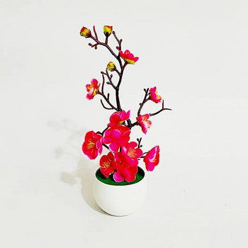 1τεμ Bonsai Silk Flowers Plum Τεχνητά φυτά σε γλάστρες άνθη Προσομοίωση Βάζα Winter Plum Branch Βάζα Διακόσμηση Δωματίου σπιτιού Γάμου