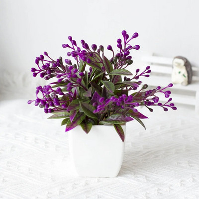 1τεμ Bonsai Silk Flowers Plum Τεχνητά φυτά σε γλάστρες άνθη Προσομοίωση Βάζα Winter Plum Branch Βάζα Διακόσμηση Δωματίου σπιτιού Γάμου