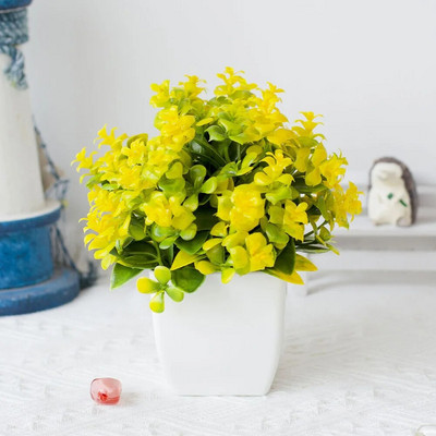 1τεμ Bonsai Silk Flowers Plum Τεχνητά φυτά σε γλάστρες άνθη Προσομοίωση Βάζα Winter Plum Branch Βάζα Διακόσμηση Δωματίου σπιτιού Γάμου
