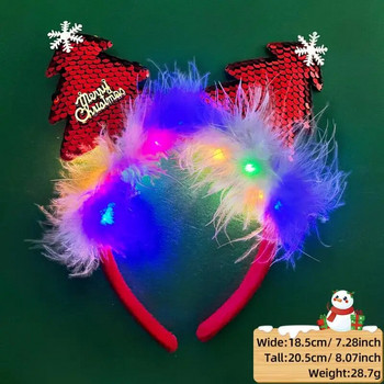 Коледна светеща лента за глава Празнични парти партита Коледно новогодишно обличане Деца Възрастни Коледни светещи шапки от рога