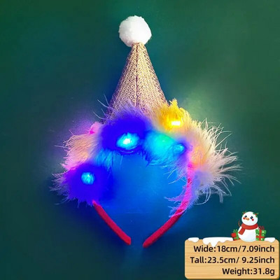 Ziemassvētku spoža galvas saite Svētku ballīšu piederumi Ziemassvētku Jaungada kleita Bērniem Pieaugušajiem Ziemassvētkos gaišas ragu galvassegas