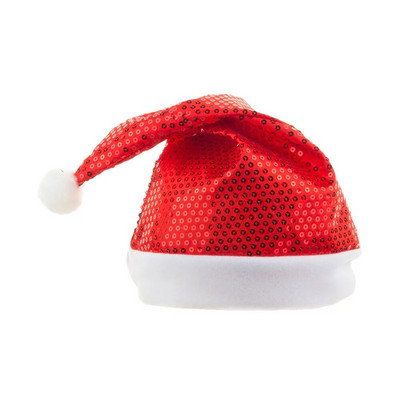 Mirdzošas vizulis Ziemassvētku cepures Samta Ziemassvētku rotājumi pieaugušajiem un bērniem Ziemassvētku festivāla svētku ballītei